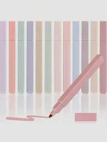24/12/6pcs Morandi Style Square Fluorescent Markers, Soft Tip Highlighter Pens, Colorful Quick-Dry Non-Smudging, Suitable For Diary, Notes, Study, Office Stationery - Square - View 6