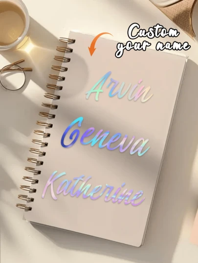 Customized Morandian Handwritten Style Name Stickers, Personalized Macaron Color Name Labels, Item Classification Stickers, Soft Color Scheme For Notebooks, Gifts, Waterproof Decorative Stickers