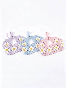 3pcs Bohemian Handmade Floral Woven Headbands, Suitable For Daily Wear And Spring Outings Summer Hair Accessories - 3pcs (white + Brown + Pink) - View 8