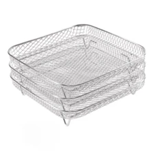 3 piezas Rejilla de acero inoxidable 304 para freidora de aire, accesorios multifuncionales para cesta de freidora, rejilla de acero inoxidable apilable, adecuada para hornear y asar, rejilla deshidratadora de acero inoxidable, cesta de drenaje, rejilla de filtro, cesta de freidora de alimentos, accesorios de cocina - plata - Ver 13