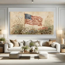 1pc Vintage Style Wall Art Poster, July 4th Art Print, American Flag Painting Print, Independence Day Art, American Decor, Independence Day Wall Art, Framed Or Unframed, Room Decor, Home Decor, College Dorm Apartment Decor, Hotel, Home, Living Room, Bedroom, Bathroom And Office Wall Decor Gift - A - View 5