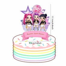 1 pieza Tarjeta de inserción de decoración de huevo del nuevo grupo de chicas 2026 para decoración de postre de fiesta de cumpleaños, adecuada para decoración de fiesta de cumpleaños. Decoración de fiesta temática K-POP - Multicolor - Ver 8
