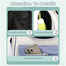Transportadora Portátil para Gatos, Espaço Amplo para Animais de Estimação, Mochila para Gatos e Cachorros Pequenos, Transportadora Rígida Transparente e Totalmente Respirável para Gatos, Múltiplas Opções de Transporte para Gatos, Cachorros ou Coelhos para Viagens e Passeios - Multicolorido - Visão 8