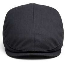 Men's Linen Retro Italian Style Beret Hat/Cap - Black - View 4