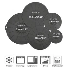 5 piezas de tapas de silicona para microondas, cubiertas de alimentos reutilizables, resistentes al calor, a prueba de polvo y salpicaduras, aptas para tazones, platos, ollas y sartenes, adecuadas para microondas, estufa, refrigerador y congelador - Gris - Ver 9