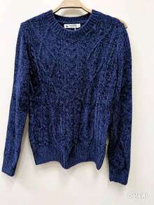 Women's Modal Turtleneck Sweater With Elastic - Navy Blue - View 1