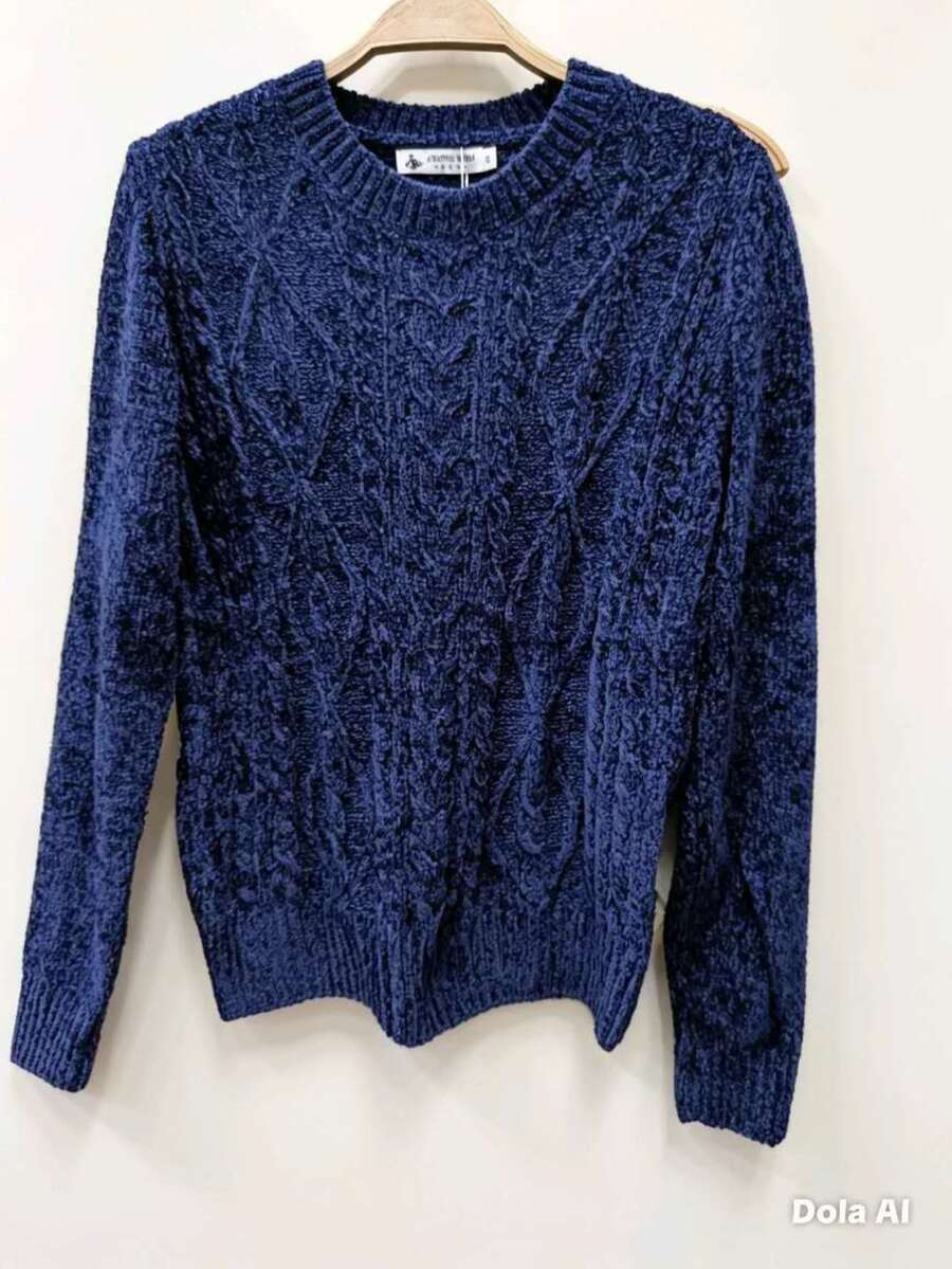 Women's Modal Turtleneck Sweater With Elastic - Navy Blue - View 1