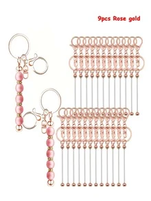 30pcs Beaded Keychain DIY Keyring Handmade Decorative Accessories, Beautiful Cute Beaded Keychain Bulk For Keychain Making Blank Beaded Keychain Craft Keychain DIY Holiday Gift Flat Lobster Clasp And Ring - DIY Craft Pack, Suitable For Backpacks - Figure 8 Keychain - View 19