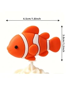 1件海洋主題蛋糕裝飾插牌，含章魚、鯊魚、鯨魚、螃蟹、珊瑚，適用於嬰兒派對與生日蛋糕裝飾 - 彩色 - 查看 9