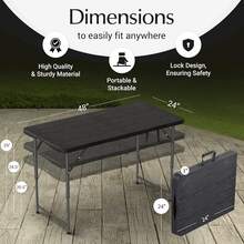 3/3.5/4/5.5/6/8 Ft Plastic Folding Table Perfect Indoor/Outdoor Dining Parties - 黑色 - 查看 5