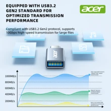 Adaptor Antarmuka Acer dengan USB 3.2 untuk Performa Transfer yang Optimal, Opsi USB-A/USB-C, Casing Paduan Logam, Tekstur Matte, Ringkas dan Ringan, Mudah Dibawa - Grey - View 5