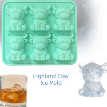 2pcs Highland Cow 6-Cavity Tray, Highland Cow Chocolate Silicone Mold, Easter Cake Mold, Parent-Child DIY Highland Cow Pudding Silicone Mold - View 12