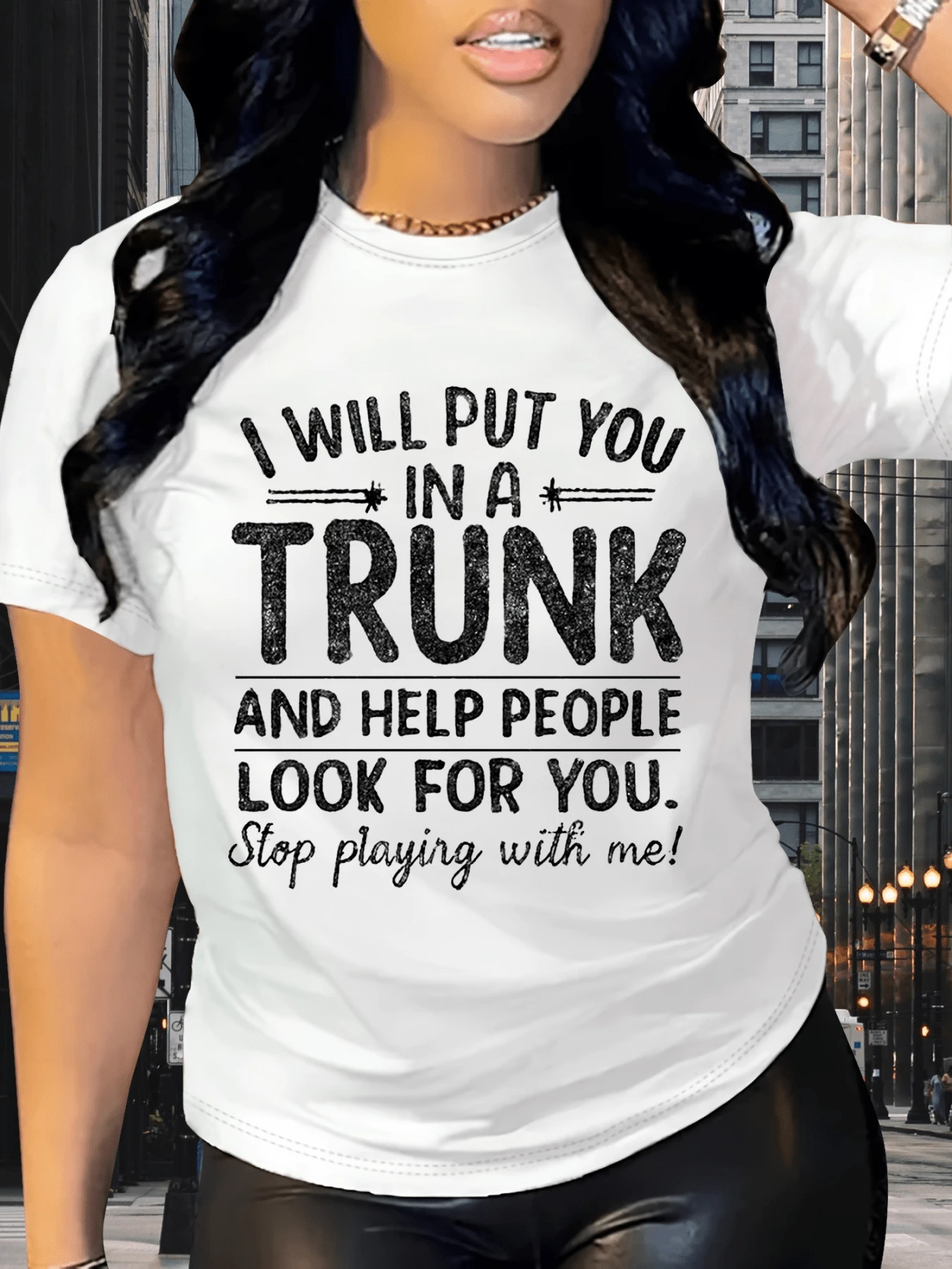 A Fun Phrase That Expresses A Confident And Daring Attitude, Showcasing Sarcastic Humor With Large, Centered Letters That Reflect Confidence And A Touch Of Defiance. A Modern, Casual Women's T-Shirt Ideal For Everyday Wear. - 白色 - 查看 1