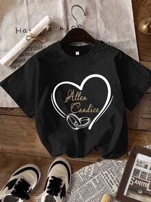 Nueva Camiseta de Moda para Mujer con Cuello Redondo 2026, Camiseta Personalizada con Anillo de Boda, Camiseta para de Solteras, Regalo Nupcial, Camiseta para el Equipo de la Novia, Camiseta para de Boda, Camiseta Personalizada para de Solteras, Camiseta de Boda con Forma de Corazón, Diseño versátil listo para el verano. - Negro - Ver 1