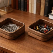 Wooden Square Storage Box, Stackable Wooden Storage Box, Multi-Functional Jewelry Tray, Desktop Organizer Box, Nesting Storage Solution For Earrings, Necklaces, Bracelets, Keys And Other Small Accessories - Multicolor - View 2