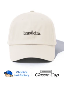 1顶“Brasileira”刺绣经典棒球帽，多种颜色可选，展现巴西民族自豪感的复古老爹帽，简约标语户外旅行配饰，女士适用。 - brasileira - 查看 5