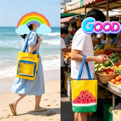 1 chiếc túi xách tay dệt đẹp mắt, túi mua sắm, túi đựng đồ chơi nhồi bông, túi đeo vai trưng bày đồ chơi nhồi bông - vật dụng không thể thiếu khi ra ngoài, thích hợp cho đi làm, những chuyến đi ngắn, túi đựng đồ, phối màu rực rỡ, có thể trưng bày búp bê của riêng bạn, vật dụng cần thiết cho mùa hè.