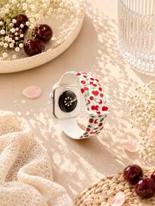 1條綠葉與櫻桃圖案柔軟矽膠彈性透氣舒適替換腕帶，相容於Apple Watch 38mm 40mm 41mm 42mm 44mm 45mm 49mm (S10/S11 42mm) (S10/S11 46mm)，時尚休閒可愛精緻可更換運動手錶錶帶，相容於 Series 11 Ultra 3 SE3 Ultra 2 S11 S10 SE2 9 8 7 SE 6 5 4 3 2 1，女款手錶錶帶，智慧手錶錶帶，獨特個性化且時尚的日常搭配配件手錶錶帶 - 完美的節日禮物 - 彩色 - 查看 5