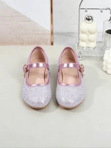 2026 Spring/Autumn New Sequin Princess Shoes For Girls, Soft Bottom Low Heel Little Girl Performance Shoes, Flower Girl Dress Shoes - Mauve Purple - View 15