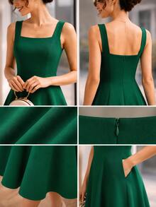 Sophisticated Midi Dress With Perfect Cut | A-Line Silhouette - 翠綠色 - View 3