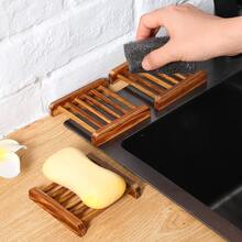 VingeGa Bộ 10 khay đựng xà phòng bằng tre và gỗ, khay thoát nước thủ công, giá đựng xà phòng cho phòng tắm và nhà bếp, phụ kiện bồn tắm và vòi sen. - quảng trường - Xem 3