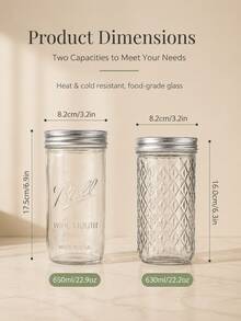 1 Piece (Set) Large-Capacity Heat-Resistant Transparent Glass Mason Jar (With Lid And Straw), Suitable For Boba Milk Tea, Coffee, Juice And Cold Drink - 無色 - 查看 4