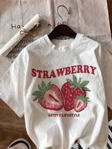 Juicy Red Strawberries Symbolize Vital Energy And Natural Sweetness, Accompanied By Lettering That Inspires An Active And Cheerful Style, Ideal For Bright Days. Comfortable Casual Women's T-Shirt For Summer - 白色 - 查看 8