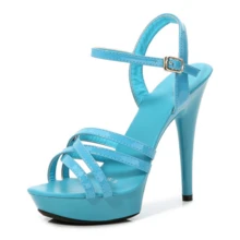 New Women's High Heels 2026, 15-13 Cm Stiletto Platform Sandals, Transparent Crystal Shoes, Bridal Shoes, Sequined Open Stiletto Heels, Spring/Summer Outfits, Pumps, Women's Shoes - Classic Light Blue 13CM - View 2