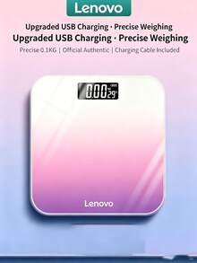 Lenovo Ultra-Thin Gradient Pink-Purple Body Scale, USB Rechargeable Body Scale, High-Precision Sensor, A Must-Have For Home Fitness And Weight Loss, Perfect For Girls' Dormitories. - View 9