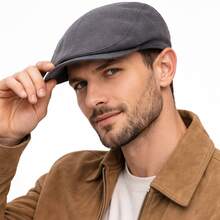 Men's Linen Retro Italian Style Beret Hat/Cap - Grey - View 8