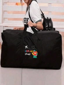 中性可摺疊旅行袋，便攜大容量登機袋，飛機圖案，輕量牛津布週末旅行袋，適用於健身、購物、出差、週末出遊，旅行者的理想選擇，父親節禮物，日必備，冒險者的畢業禮物，多功能旅行配件 - 彩色 - 查看 3