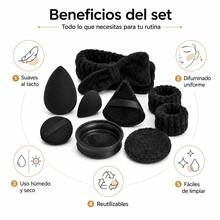 25 Pzs Kit Completo de Brochas y Esponjas de Maquillaje Incluye Set de Lavado Facial Spa con Diadema Muñequeras Limpiador de Brochas y Neceser Transparente de Gran Capacidad Uso Diario Viaje Regalo Perfecto para Mujer - Negro - Ver 6