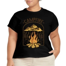 Camiseta Ligera Casual para Mujer Plus Size de Verano - Negro - Ver 2