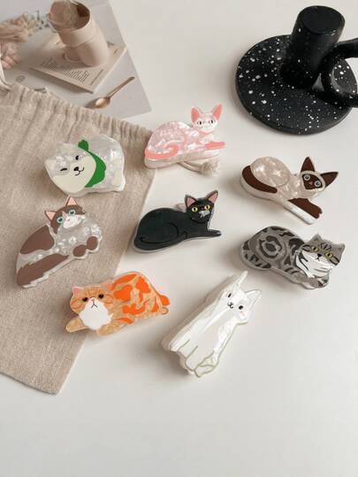 1个可爱动物爪子发夹，猫/狗造型，甜美发饰，中号发夹，适合夏季度假发型、假期和旅行。
