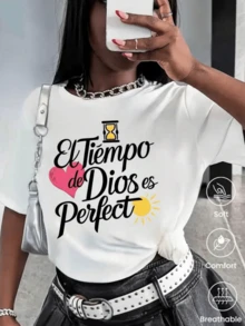 Reloj de arena con corazón y sol que simboliza la fe en el tiempo perfecto y la esperanza luminosa camiseta de mujer casual cómoda y transpirable - Blanco - Ver 1