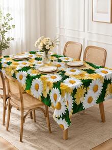 1pc Daisy Flower Print Round Tablecloth, Fresh Spring/Summer Table Linen Decor, Suitable For Dining Room, Kitchen, Outdoor Patio, Picnic Party, Wedding Setup, Room Decor, Home Decor, Wedding Decor, Kitchen Decor - Multicolor - View 14