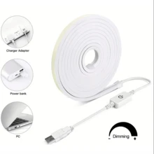 LITSHOW 霓虹LED燈條附觸控開關，IP67防水，USB供電無點狀柔性繩燈，光線均勻，可裁剪自黏膠帶，適用於臥室、鏡子、樓梯、層架、梳妝台、展示櫃、派對、婚禮、節日及居家裝飾 - 白光(6000K) - 查看 3