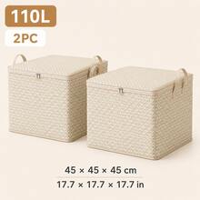 1pc Beige Storage Box, Minimalist Fabric Foldable Storage Bin, Large Capacity Stackable Quilt & Clothing Organizer, Zippered Dust-Proof & Moisture-Proof Blanket & Clothing Storage Bag, Suitable For Wardrobe, Bedroom, Closet, Dorm, Home - Gray Ripples - View 13