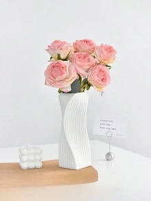 1个扭曲花瓶,仿陶瓷塑料花瓶,室内装饰花器,花架,创意花瓶,家居装饰,干花容器,创意展示架,适用于水培、干花、场景布置、婚礼装饰、家居摆设、宴会厅、办公室、卧室中心装饰、人造花架、婚宴餐桌 - 1PC - 查看 2