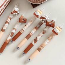 3pcs/6pcs Cartoon Cute Erasable Ballpoint Pen With Eraser, Blue Ink, Comes With 1 Random Color Eraser As Gift - A - View 3