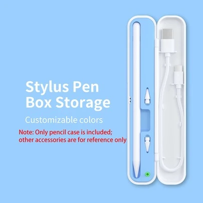 Portable Storage Box Compatible With Apple Pencil 1st 2nd Gen Stylus Pen Protective Cover Travel Essentials Pen Accessories White Blue