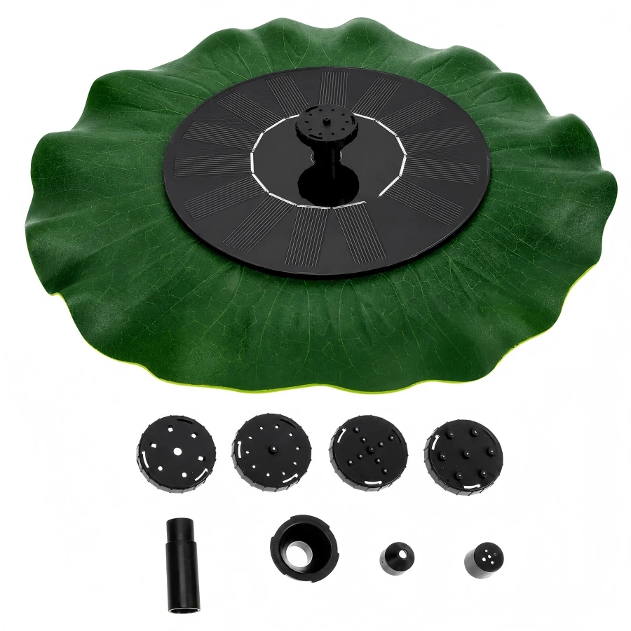 Solar Powered Floating Lotus Leaf Fountain, Outdoor Water Pump, Suitable For Bird Bath And Pond, Comes With Interchangeable Nozzles, Automatically Sprays Water In Sunlight, Suitable For Garden Decor, Bird Bath, Garden, Pond, Fish Tank, Aquarium, Swimming Pool And Outdoor Standalone Floating Solar Fountain Water Pump. Waterproof.