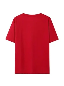 Estampados Adorables con Frases Divertidas y Relacionables para Camisetas de Moda Casual de Verano para Mujer con Cuello Redondo - Rojo - Ver 2