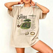 The Shire Shirt, Fantasy Book Lover Shirt The Rings Second Breakfast Rivendell Shirt Lord Of Shirt Gift For Book Lover100% Cottonsummer Outfits For Wo - 杏色 - 查看 17