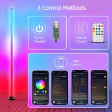 Đèn sàn LED RGB 49 inch, cấp nguồn USB, điều khiển bằng ứng dụng/điều khiển từ xa/nút bấm, đèn đổi màu theo nhạc, hẹn giờ, tự tạo hiệu ứng ánh sáng cho trang trí phòng, phòng chơi game, phòng khách, nhà bếp, trang trí tiệc, trang trí sinh nhật. - đèn sàn - Xem 4
