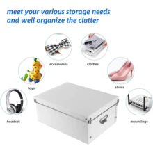Decorative Storage Box With Lids,Set Of 3 Waterproof Foldable Plastic Box Multiple Sizes For Socks/Office(White) - Hitam-c - View 6