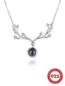 Collana con pendente in argento sterling 925 con zirconia, adatta per indossare a Natale, per uso quotidiano e come regalo - Bianco - Visualizzare 1