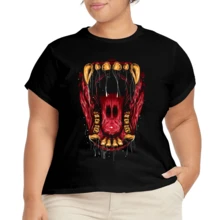 Camiseta Gráfica Casual para Mujer Plus Size de Verano - Negro - Ver 2