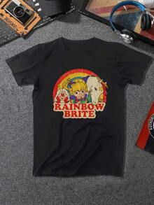 A Colorful Bow Symbolizing Joy And Unity Surrounds A Smiling Girl And Her Friends, Conveying Positive Energy And Tenderness. Comfortable Casual Women's T-Shirt For Everyday Wear - 黑色 - 查看 8