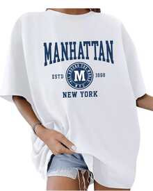 Urban Symbols That Evoke Modern Energy And The Freedom Of Metropolitan Spaces With Bold Lettering And A Youthful Spirit; Comfortable White Casual Women's T-Shirt For Everyday Wear - 白色 - 查看 1